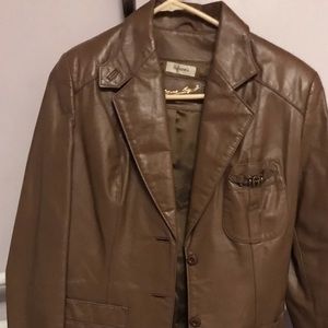 Etienne Aigner brown genuine leather jacket.